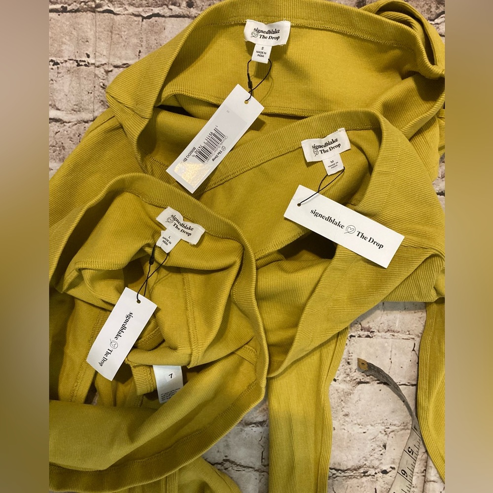 NWT The Drop citronella color wrap around ,Rib ,bustier cropped top S,M,L. - Picture 5 of 11